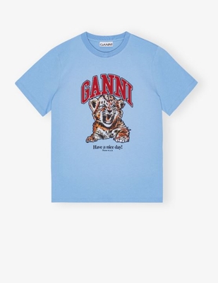Camiseta Ganni azul tigre